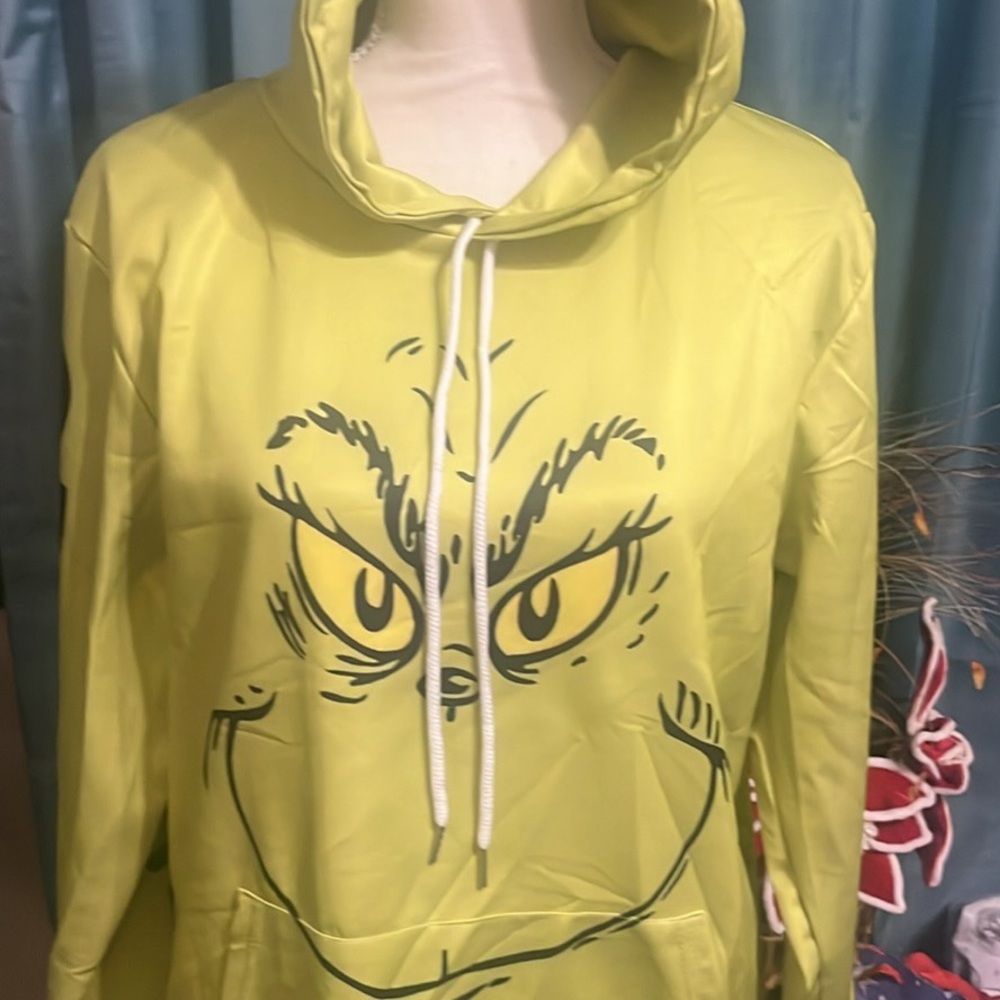 Grinch Face Hoodie in Yellow